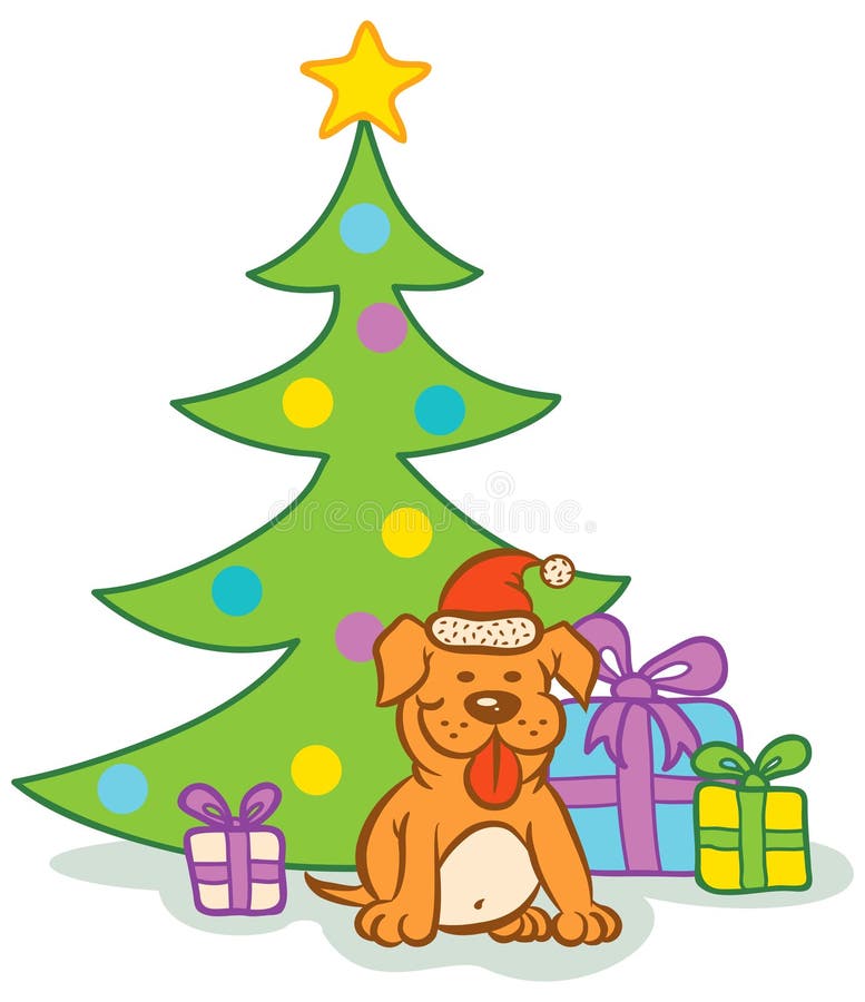 Dog And Christmas Tree Royalty Free Stock Image Image 34937156