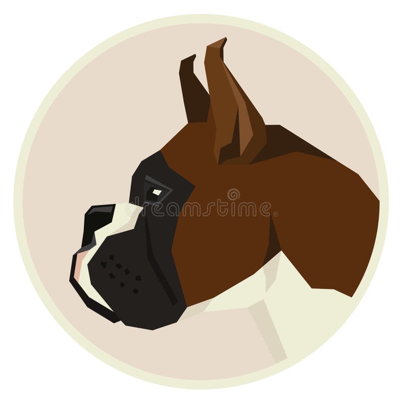 Dog Collection Boxer Geometric Style Icon Round Stock Vector