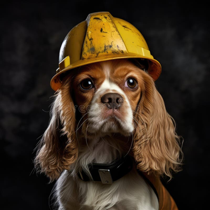 Dog in a Construction Helmet Stock Image Image of work, labor 294057473