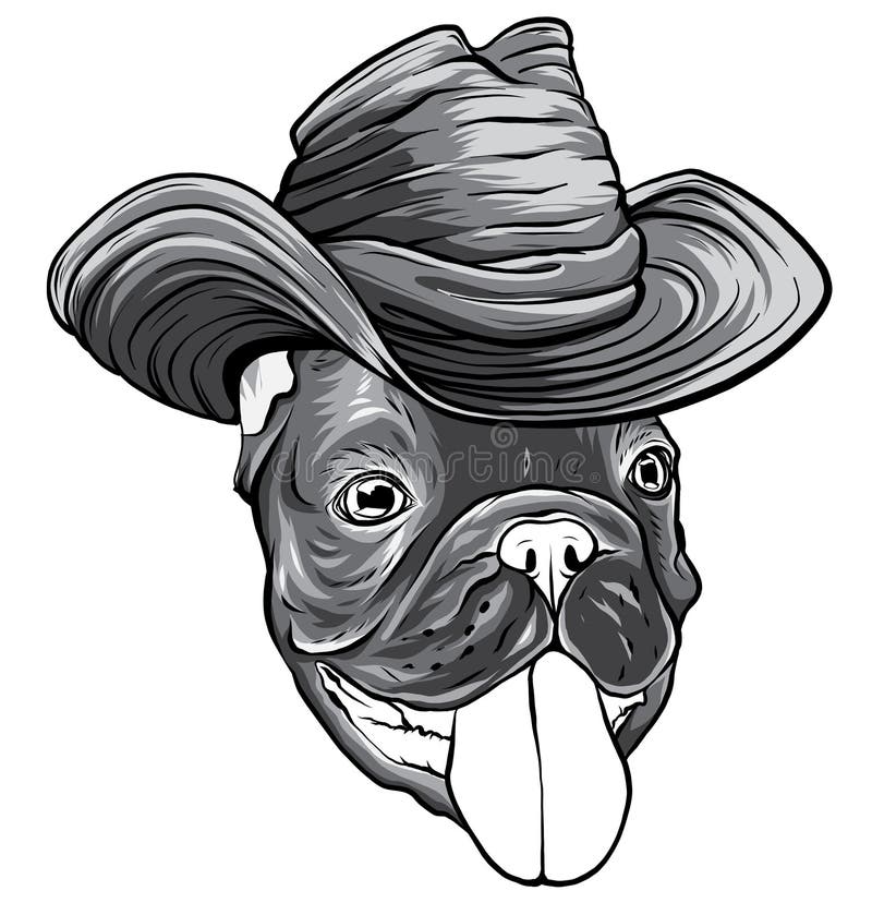 Pug in Cowboy S Hat Vector Illustration Graphics Stock Vector