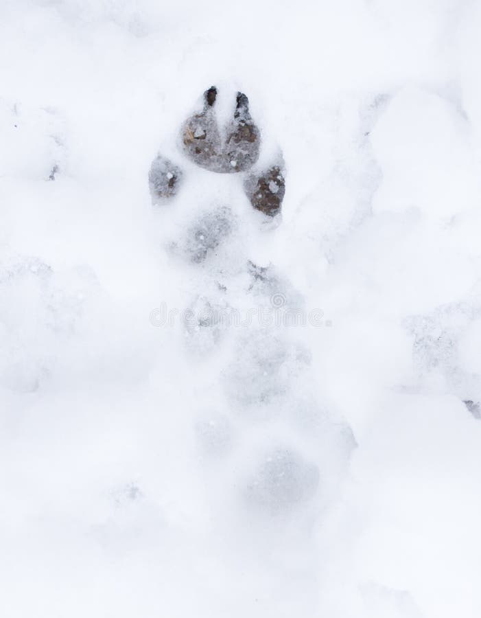 Dog Footprints in the Snow on the Nature Stock Photo Image of blue