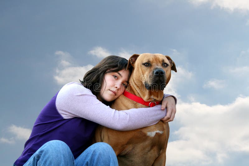 dog girl in clouds sad stock image dog girl in clouds sad stock image