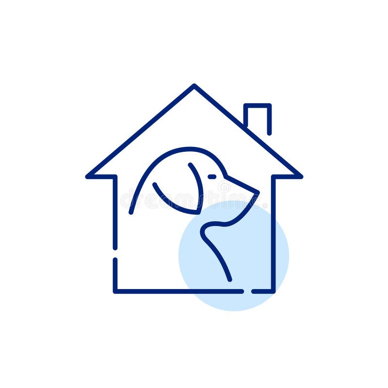 Dog in a house. Animal shelter. Pet love and care. Pixel perfect, editable stroke line icon royalty free illustration Dog in a house. Animal shelter. Pet love and care. Pixel perfect, editable stroke line icon royalty free illustration