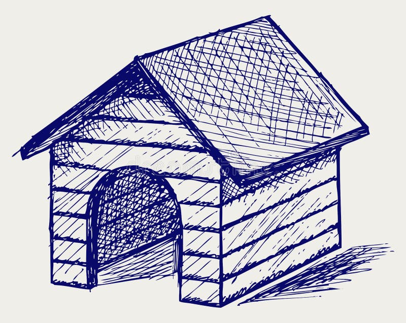 Dog House. Doodle style stock vector. Illustration of