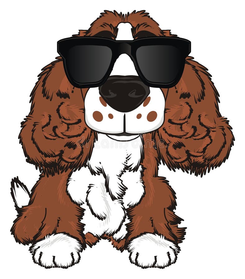 Dog in large sunglasses stock illustration. Illustration of character