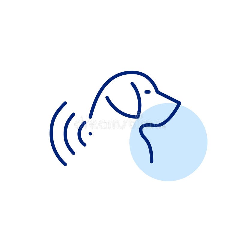 Dog with microchip. Pet identification implant. Pixel perfect, editable stroke line icon royalty free illustration Dog with microchip. Pet identification implant. Pixel perfect, editable stroke line icon royalty free illustration