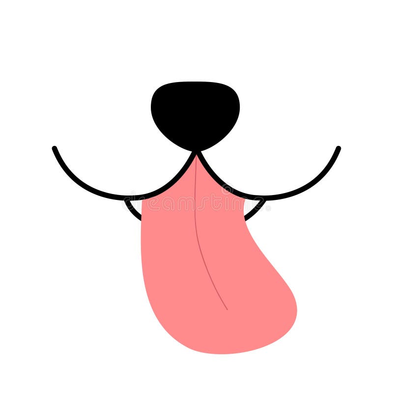 Dog nose. Pink tongue out. happy square face head icon. Contour line silhouette. Funny baby pooch. Cute cartoon puppy character.