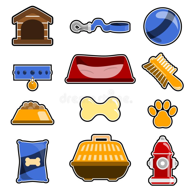 Dog object icon set stock illustration