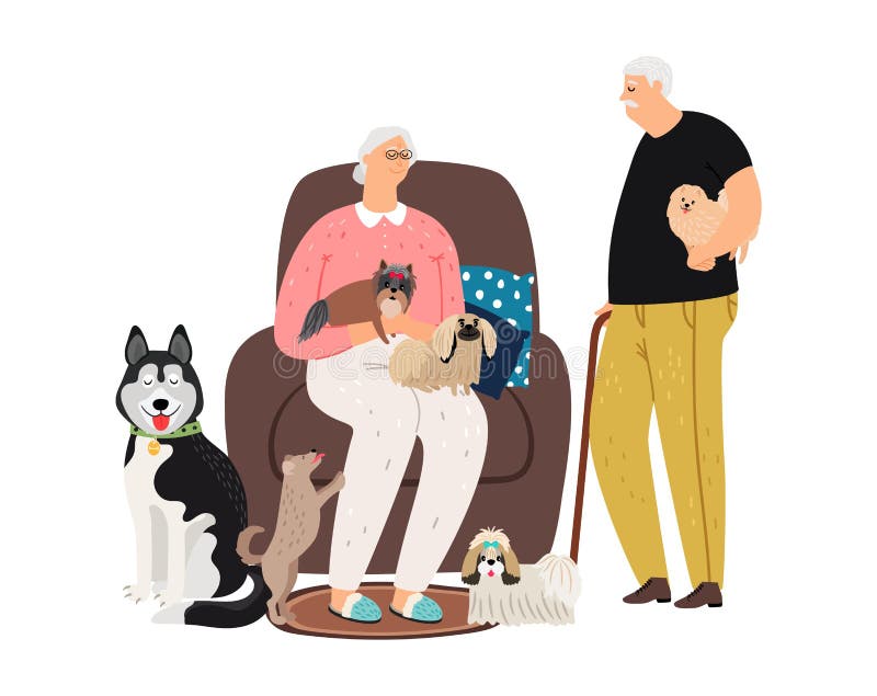Dog owner old couple stock vector. Illustration of flat - 178183459 Dog owner old couple stock vector. Illustration of flat - 178183459