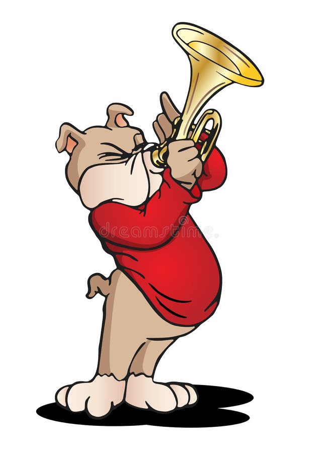 Dog playing trumpet stock illustration. Illustration of bloodhound