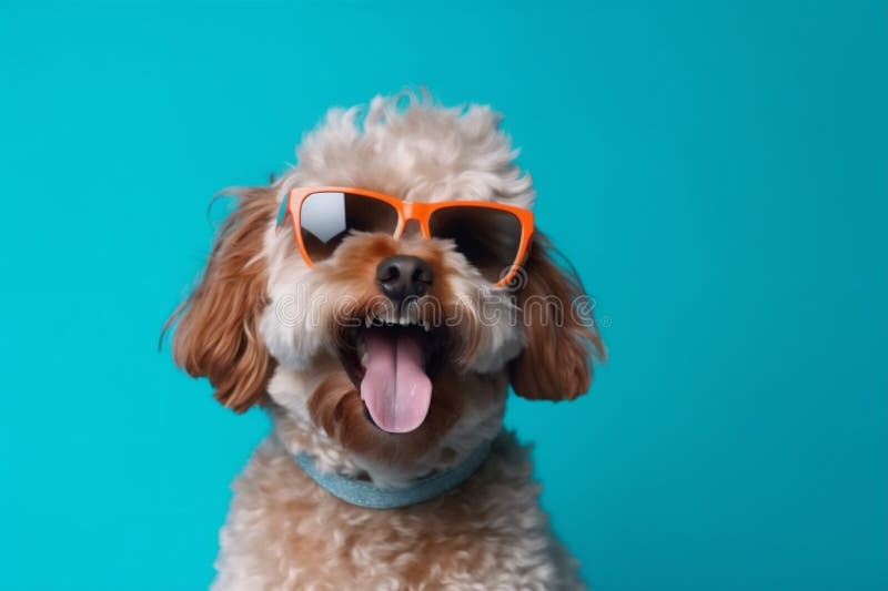 pet dog animal sunglasses background portrait  cute canine smile funny. Generative AI.