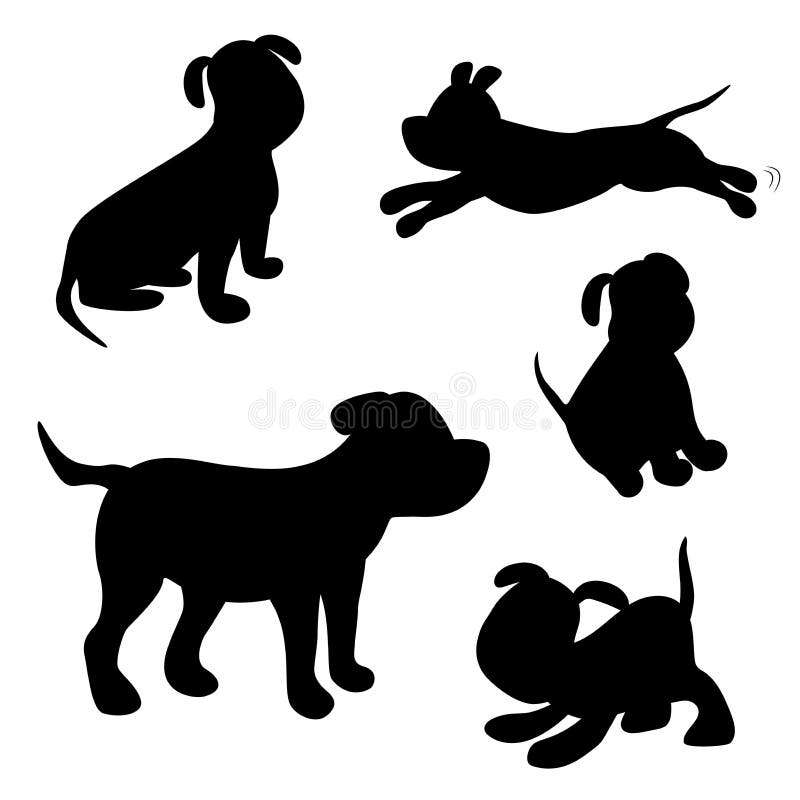 Dog Silhouette. Puppy in Different Poses. Isolated Icons of Dog Stock Vector - Illustration of silhouette, doodle: 101220498 Dog Silhouette. Puppy in Different Poses. Isolated Icons of Dog Stock Vector - Illustration of silhouette, doodle: 101220498