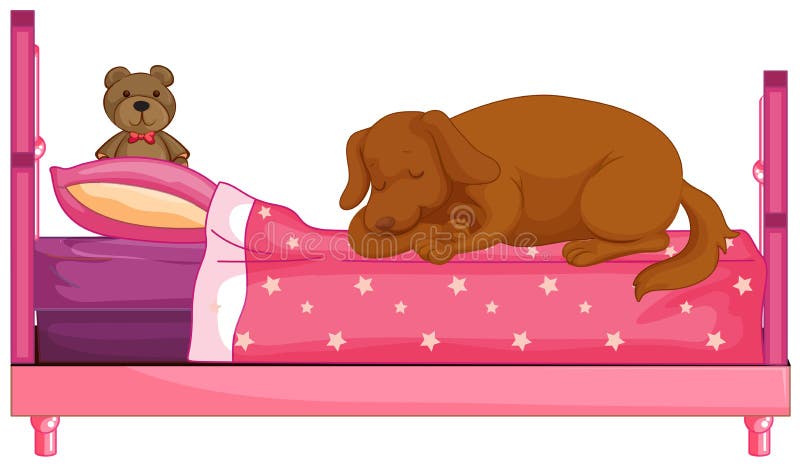 small dog in dog bed clipart