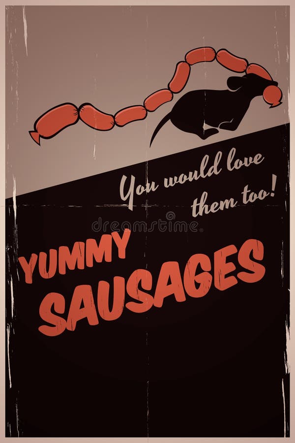 Dog is stealing sausages stock illustration. Illustration of cartoon