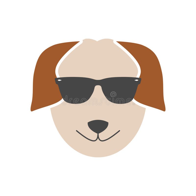 Dog with Sunglasses, Simple Vector Icon Stock Illustration