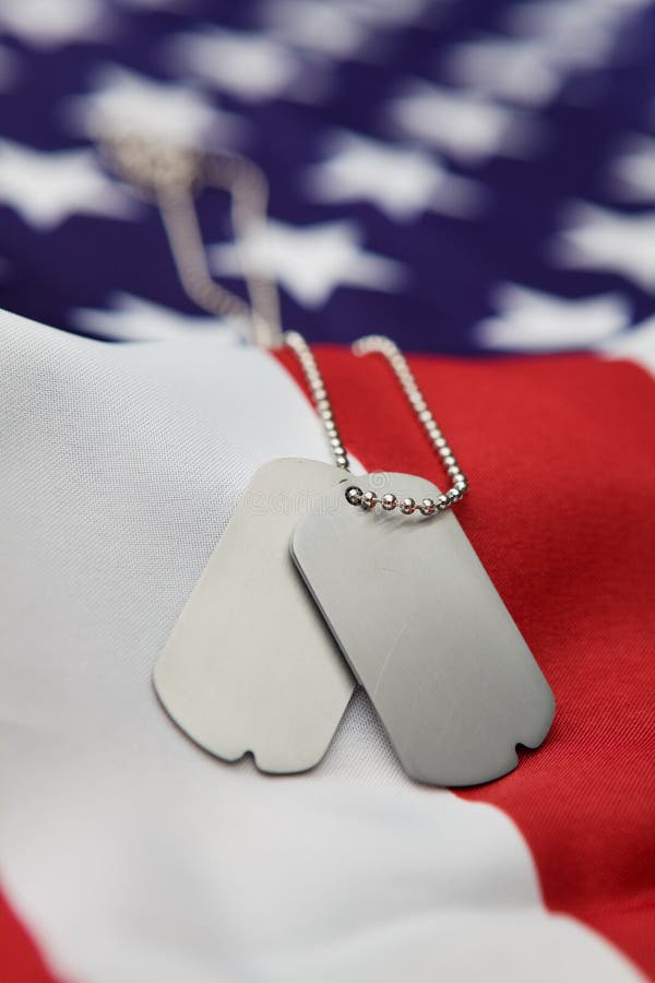 Old Military Dog Tags - Memorial Day, Never Forget Stock Photo