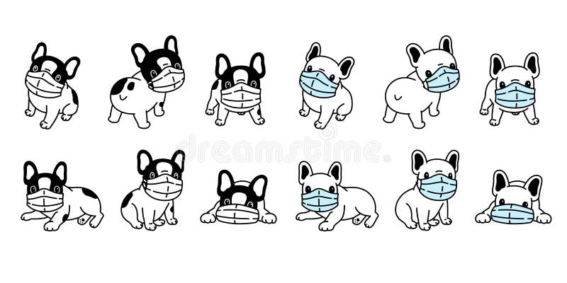 Dog vector face mask covid-19 french bulldog coronavirus virus pm 2.5 icon teddy logo symbol character cartoon doodle illustration