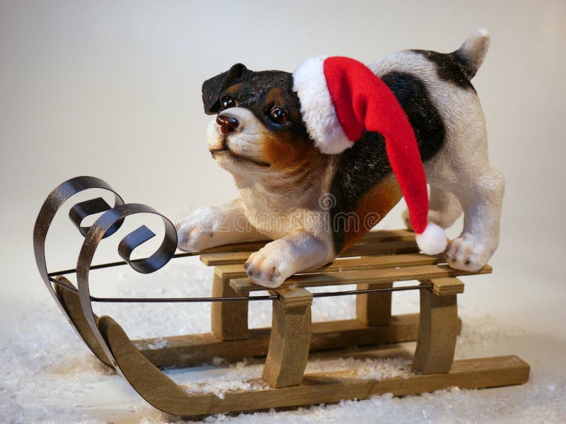 Dog On Wooden Sled Figure Picture. Image 109885837