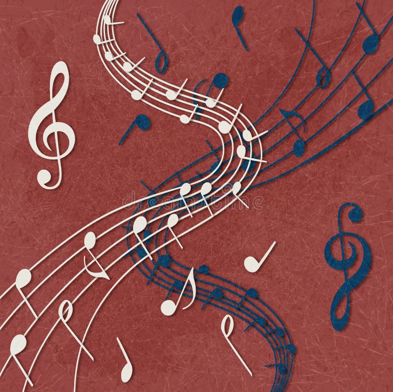 Doga e note su fondo rosso illustrazione vettoriale Doga e note su fondo rosso illustrazione vettoriale