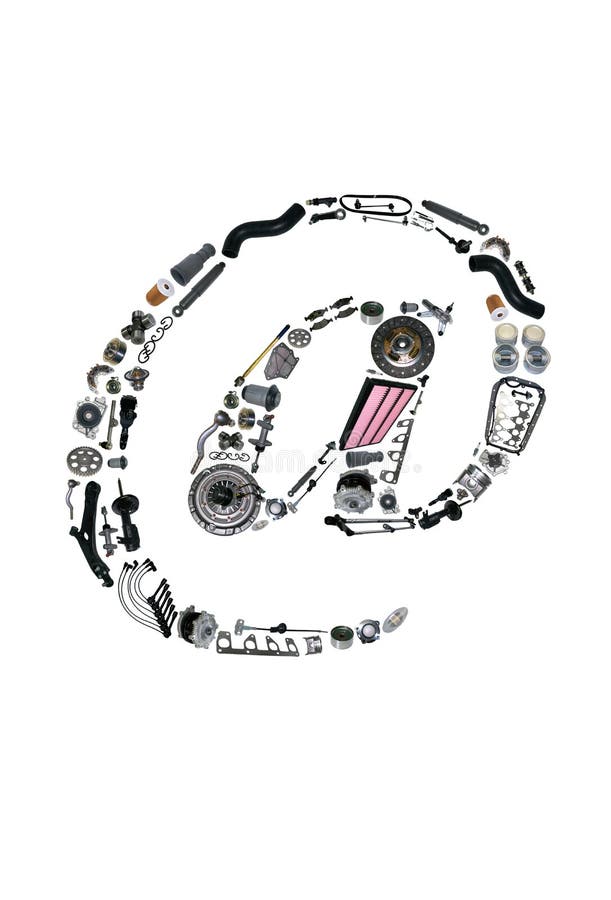 Dogbody o icone del email con i ricambi auto per l'automobile fotografia stock Dogbody o icone del email con i ricambi auto per l'automobile fotografia stock