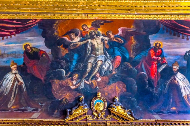 Doge Jesus Angels Painting Palazzo Ducale Doge& x27; s-slott Venedig I royaltyfria foton Doge Jesus Angels Painting Palazzo Ducale Doge& x27; s-slott Venedig I royaltyfria foton