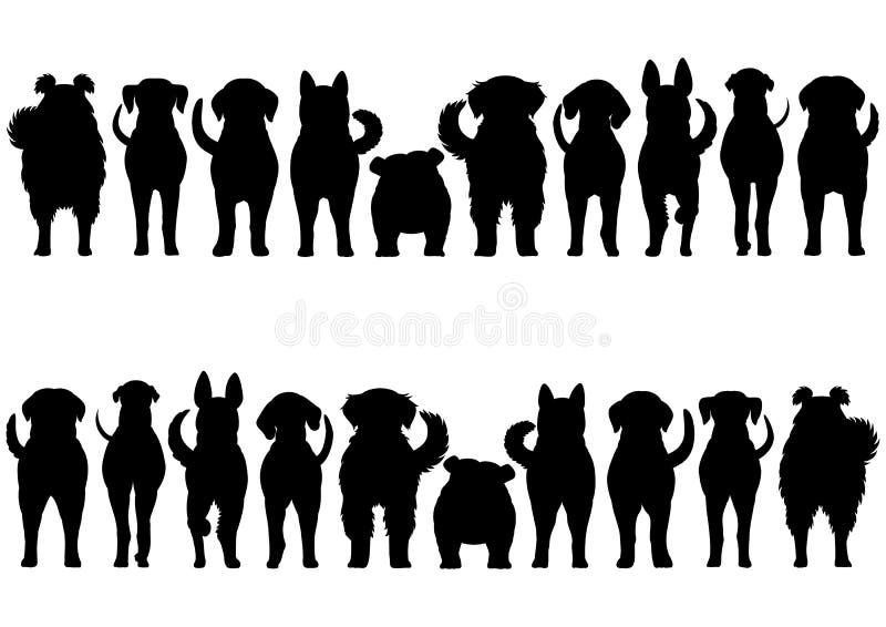 Dogs breed border silhouette set