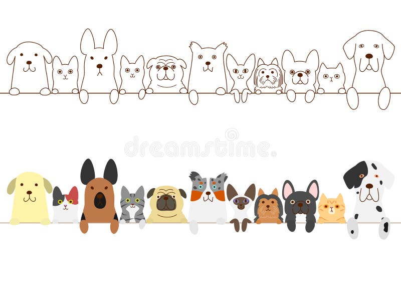 Dogs and cats border set stock vector. Illustration of bobtail 77785184