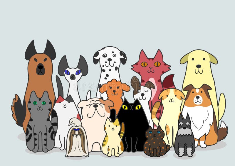 Group of cute Dogs and cats. Group of cute Dogs and cats.