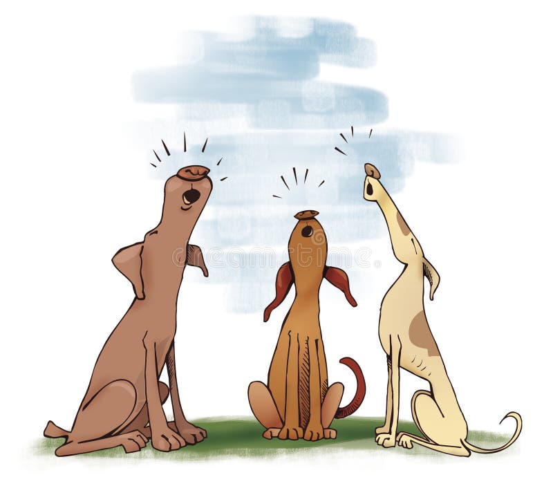 Dogs howling stock illustration. Illustration of dogs - 7476155