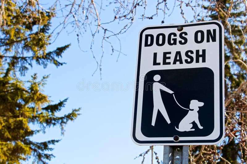 Dogs On Leash Sign In Park. Stock Photo Image of health, environment