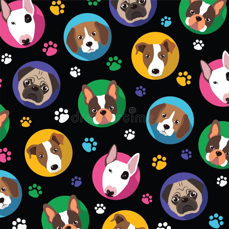 Dogs and paw stock illustration