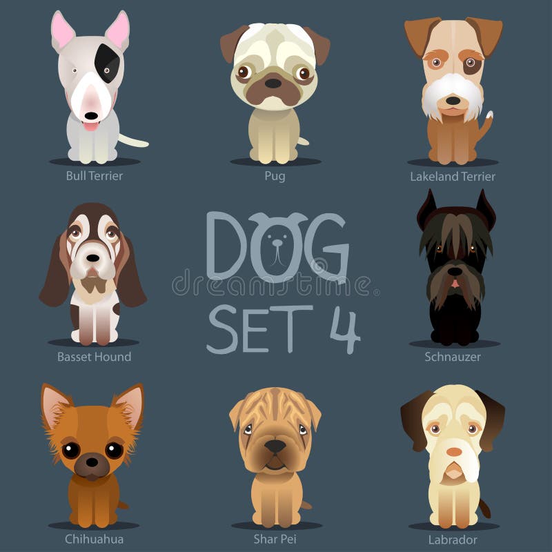 Dogs Set 3. Vector breed of dogs vector illustration Dogs Set 3. Vector breed of dogs vector illustration