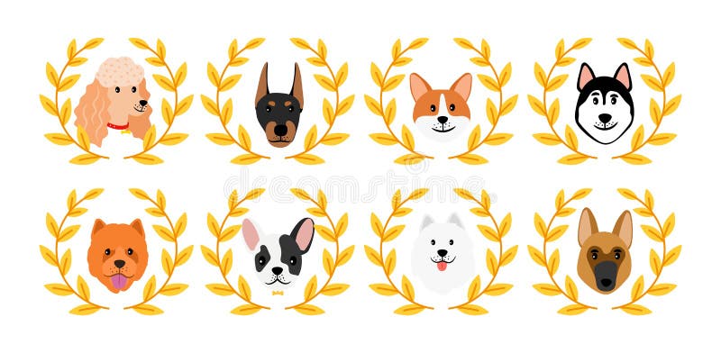 Dogs winner avatars stock vector. Illustration of wreath - 217705168