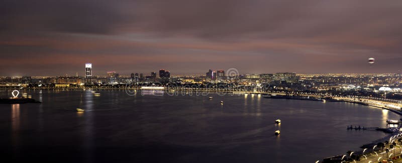 Aerial view of Doha Corniche beach sunset sunrise