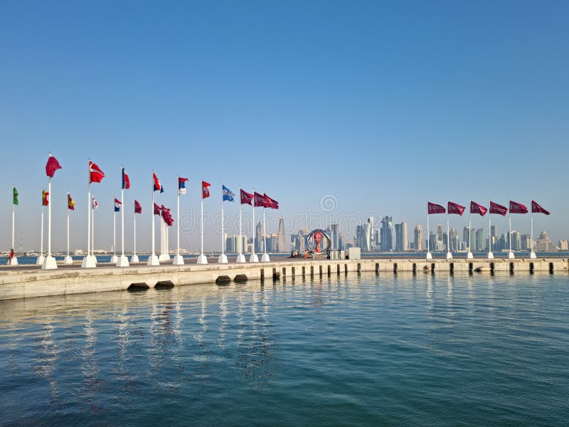 QATAR, DOHA, 18 JULY, 2022: Flags of all participants of FIFA