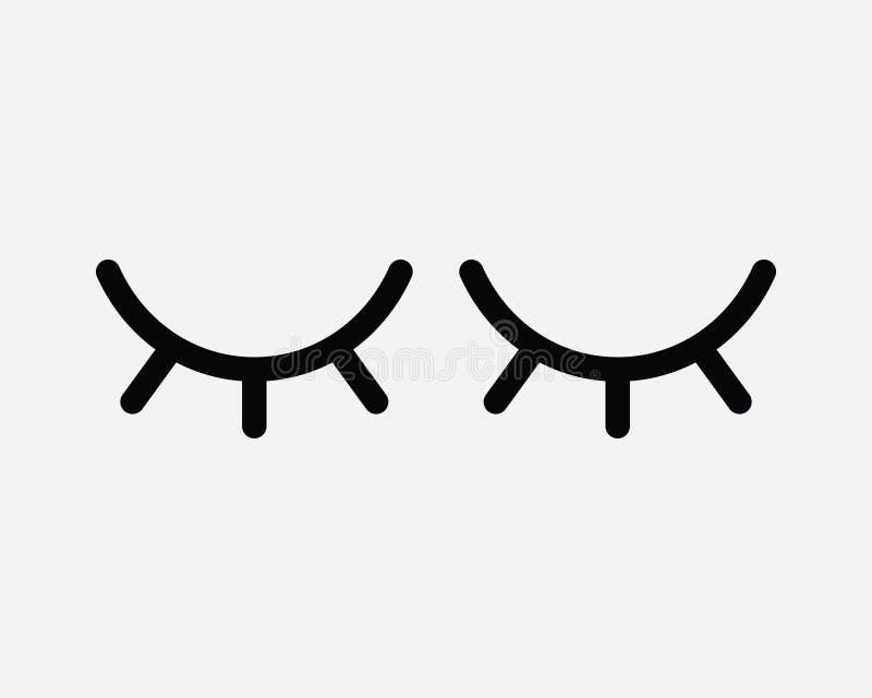 Doi ochi Închis Linie Pictogramă cu gene Dormind Desen animat Pleoapă Închide Negru Alb Contur Forma Grafica Vector royalty free illustration