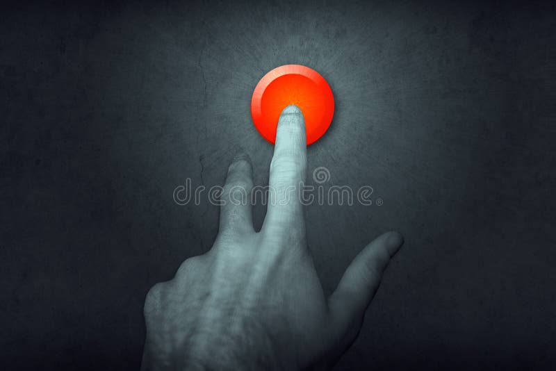 Doigt sur le bouton rouge