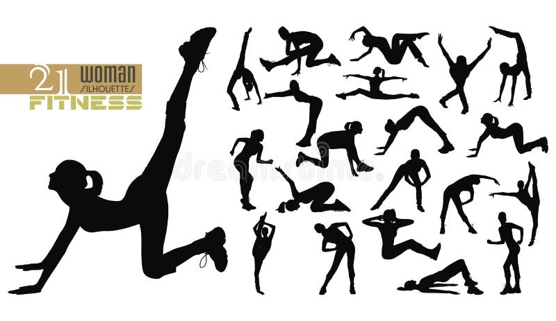 Doing fitness woman silhouettes