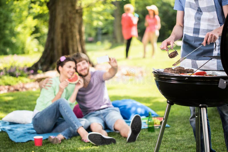 Doing grill in the park