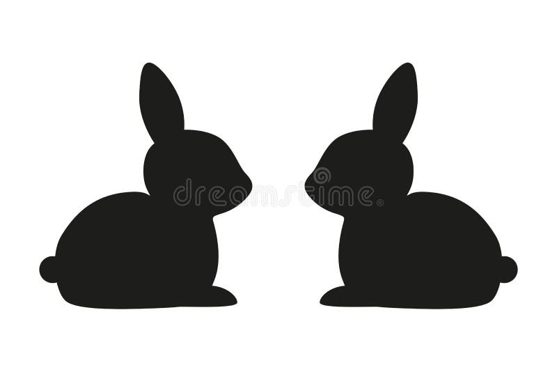 Dois coelhos mostram em silhueta isolado no fundo branco ilustração royalty free Dois coelhos mostram em silhueta isolado no fundo branco ilustração royalty free
