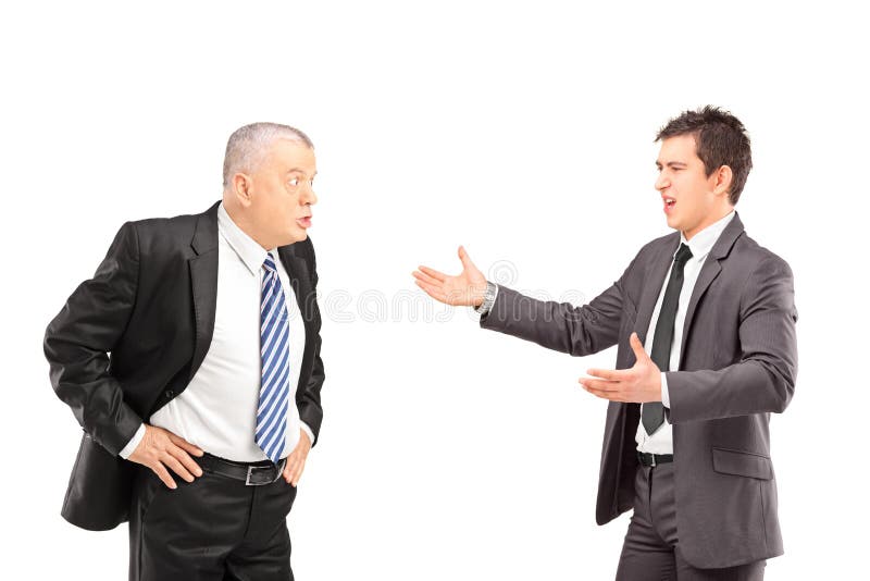 Dois colegas irritados do negócio durante um argumento