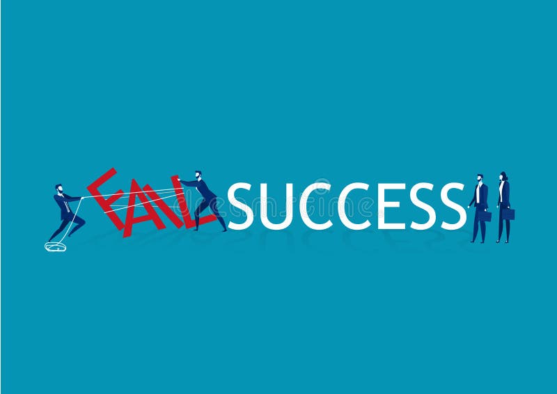 Dois homens de negócios pressionando a grande palavra FAIL e encaminhar para o sucesso ilustração stock Dois homens de negócios pressionando a grande palavra FAIL e encaminhar para o sucesso ilustração stock
