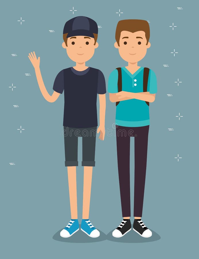 Dois jovens consideráveis da geração dos milennials do homem ilustração do vetor Dois jovens consideráveis da geração dos milennials do homem ilustração do vetor