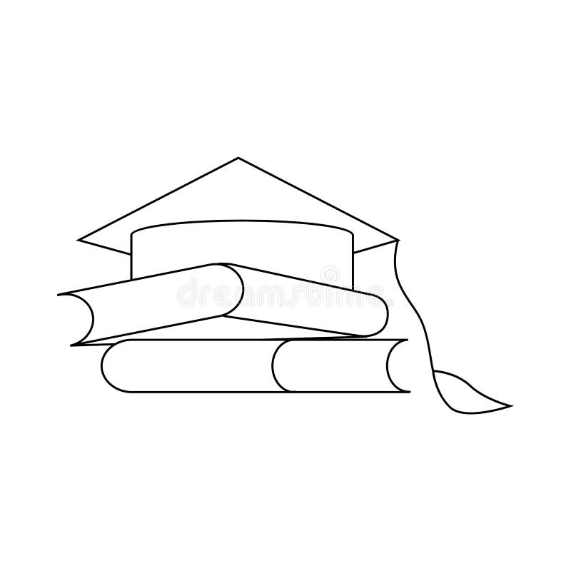 Dois livros e graduações tampam o ícone, estilo do esboço ilustração royalty free Dois livros e graduações tampam o ícone, estilo do esboço ilustração royalty free