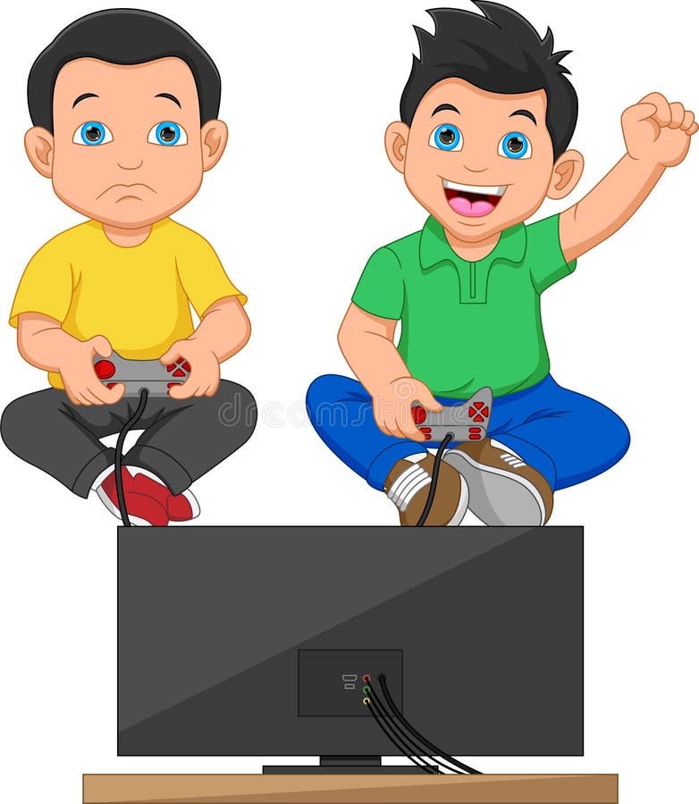 Dois meninos estão competindo em um jogo para celular