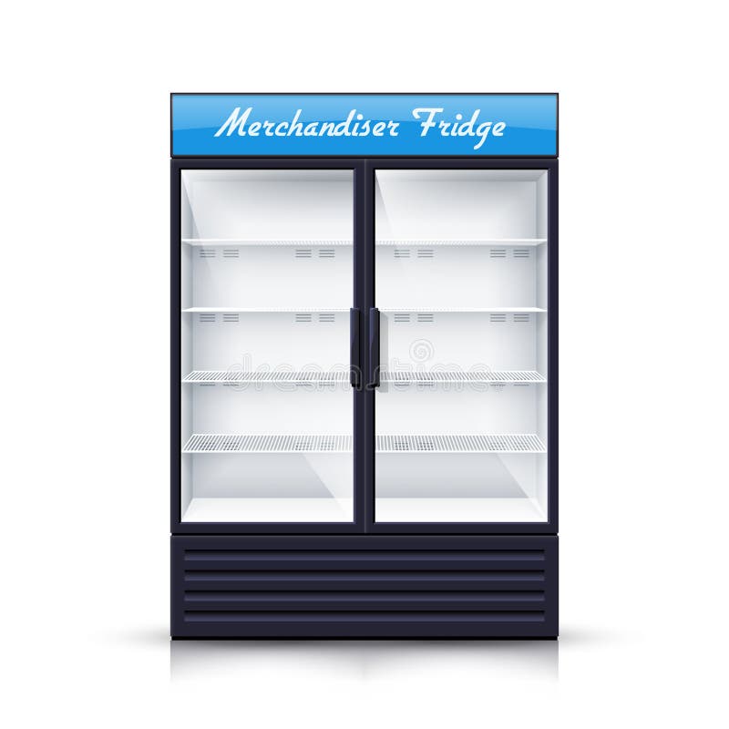 Dois painéis esvaziam a ilustração realística do refrigerador ilustração stock Dois painéis esvaziam a ilustração realística do refrigerador ilustração stock