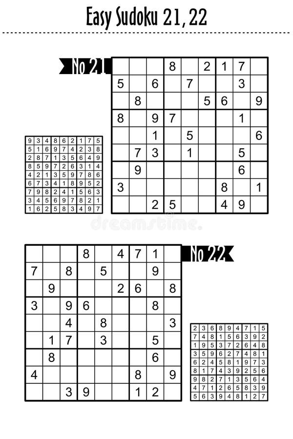 Dois puzzles sudoku fáceis ilustração do vetor. Ilustração de