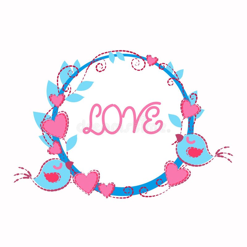 Dois pássaros que guardam o cartão Valentine Day de Garland Heart Shape Love Greeting ilustração do vetor Dois pássaros que guardam o cartão Valentine Day de Garland Heart Shape Love Greeting ilustração do vetor