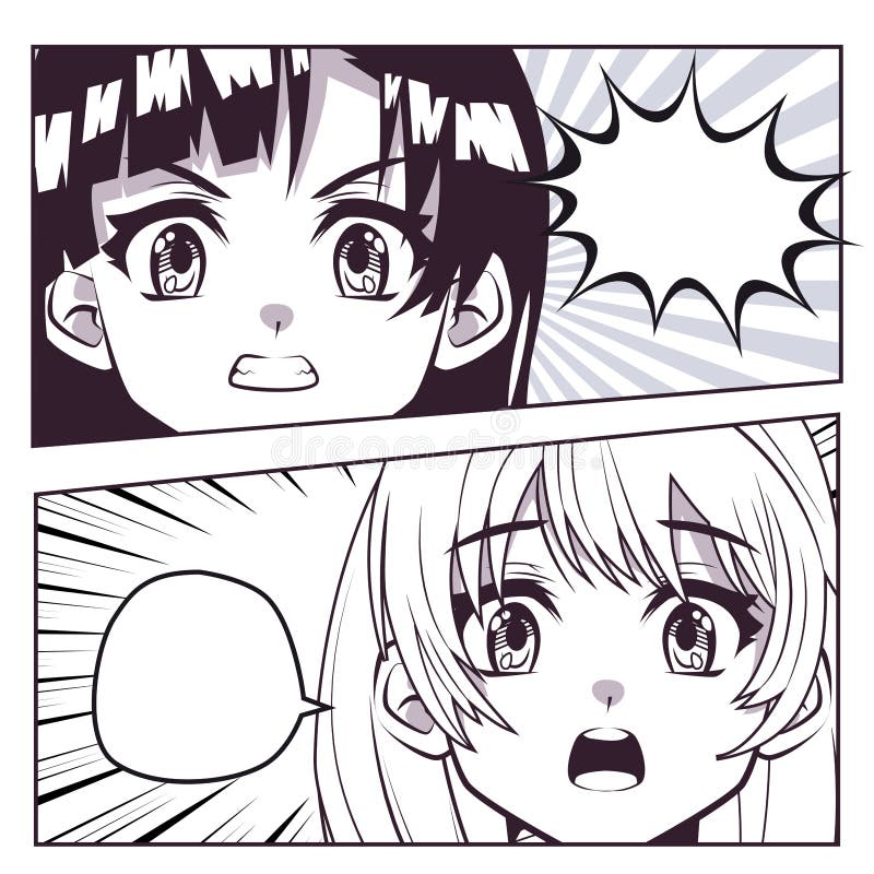 Expressões de anime rostos fofos de kawaii com olhos, lábios e nariz,  anatomia dos desenhos animados, garotas de mangá sorridentes, imagens  vetoriais exatas definidas isoladas
