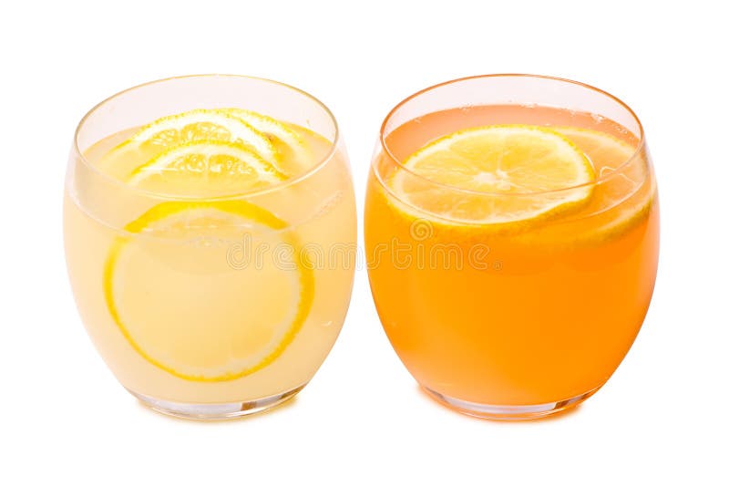 Dois vidros do limão da laranja da limonada fotos de stock